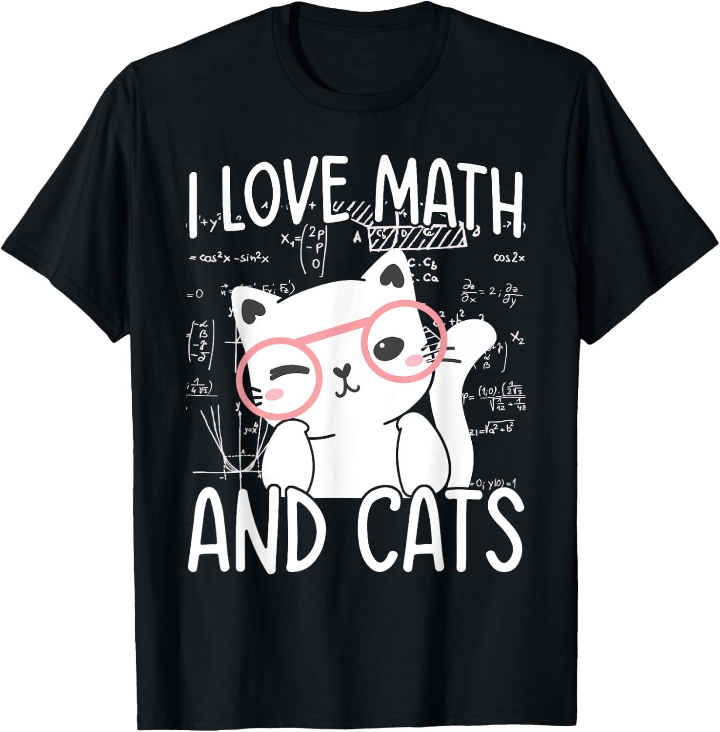 I Love Math And Cats T-Shirt - T-Shirt | Black