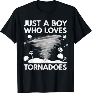 Funny Tornado Art Boys Weather Storm Tornado Chaser T-Shirt - T-Shirt | Black