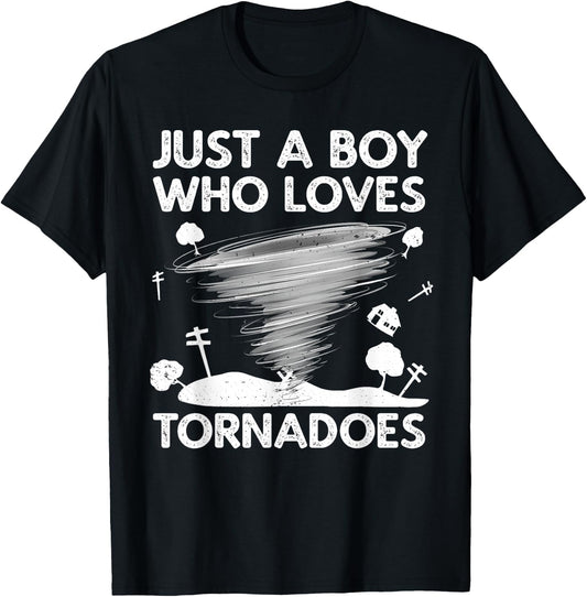 Funny Tornado Art Boys Weather Storm Tornado Chaser T-Shirt - T-Shirt | Black