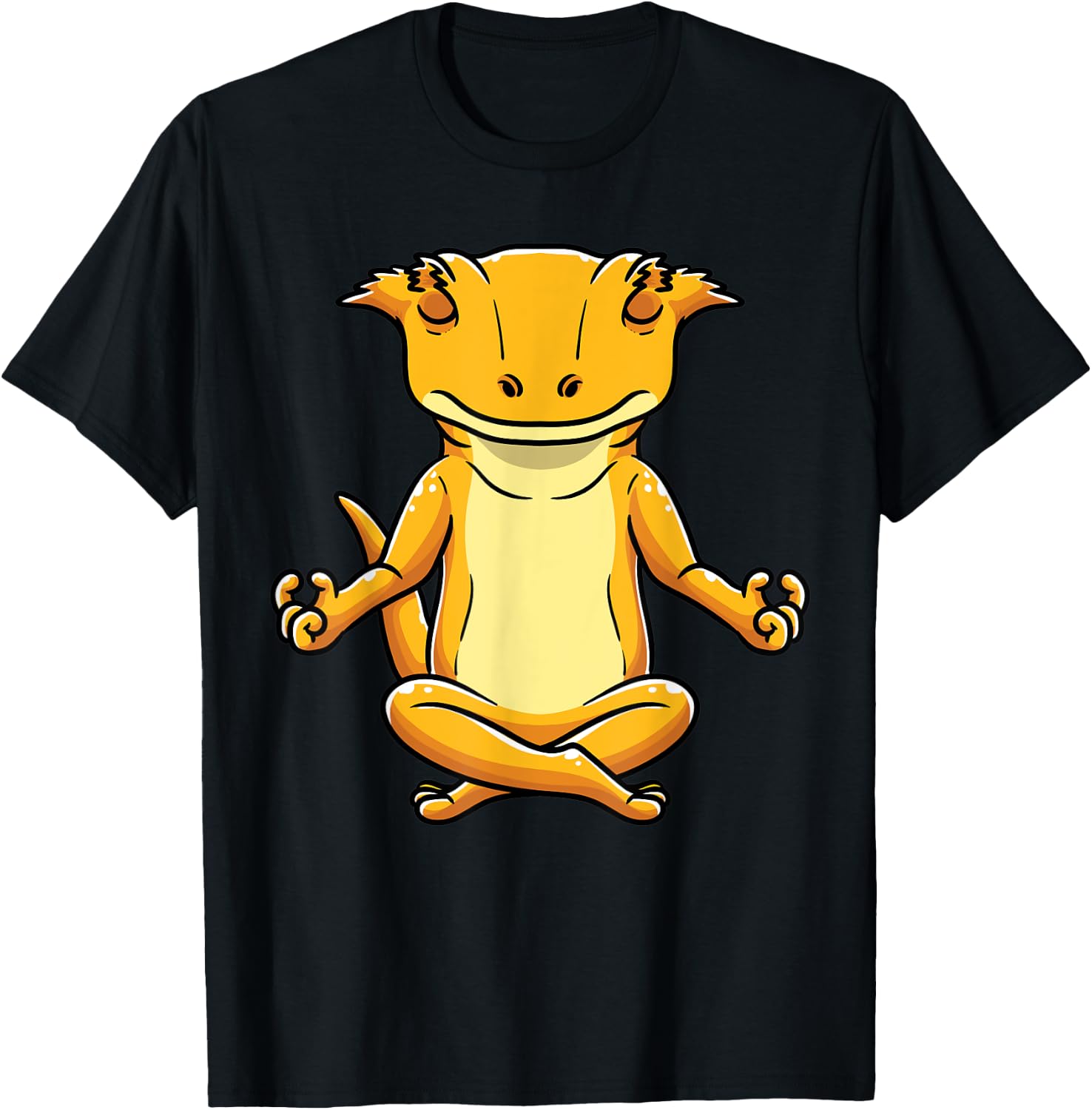 Funny Yoga Crested Gecko Meditating Lizard Reptile T-Shirt - T-Shirt | Black
