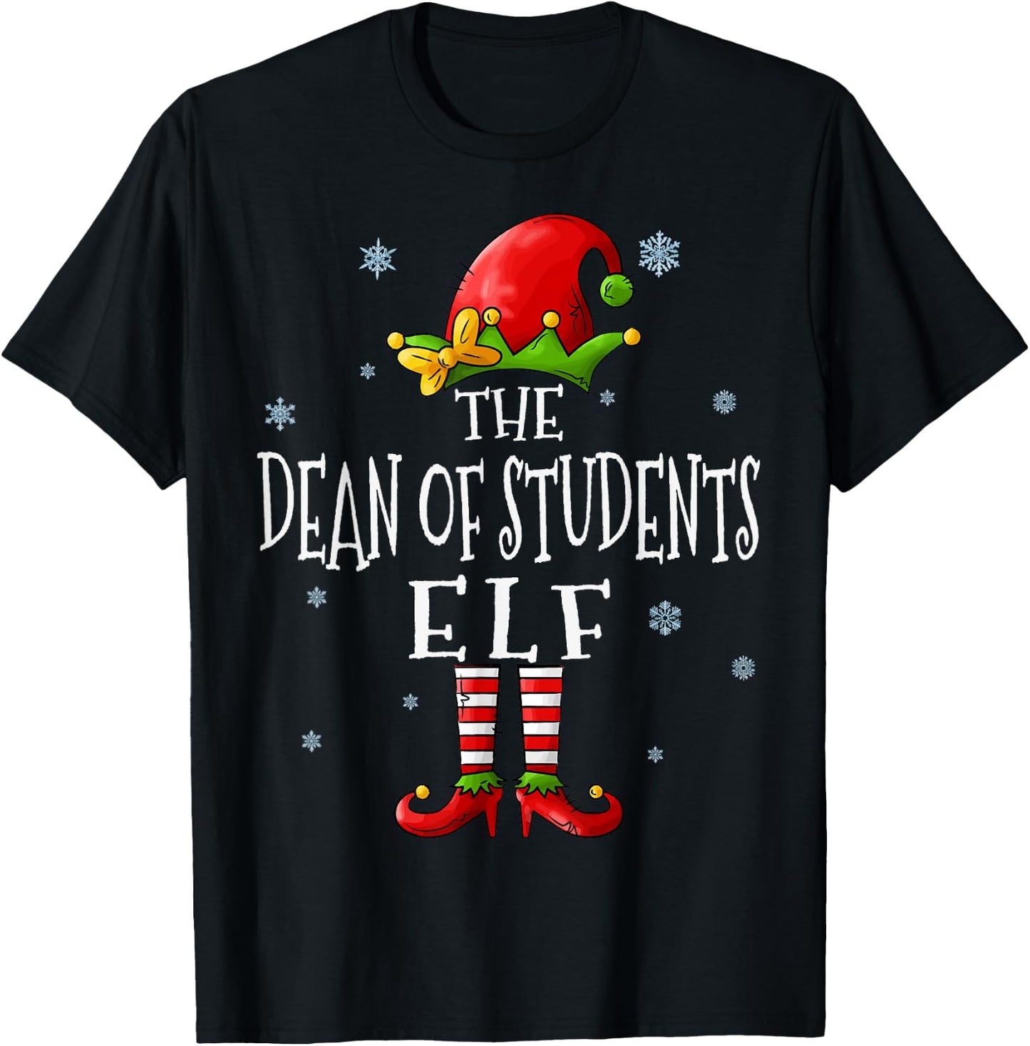 The Dean Of Students Elf Squad Funny Xmas Matching Christmas T-Shirt - T-Shirt | Black