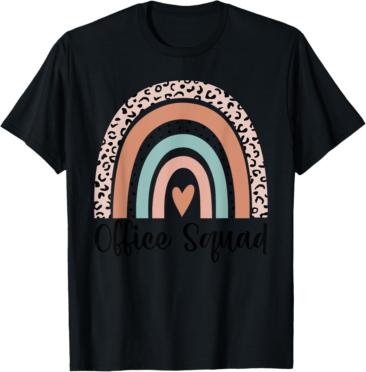 Office Squad Rainbow Leopard Admin Assistants School Team T-Shirt - T-Shirt | Black