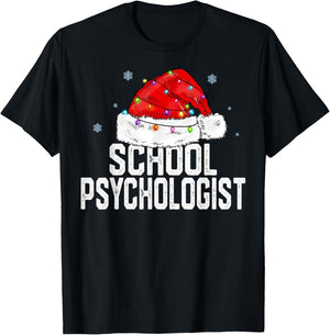 School Psychologist Santa Claus Christmas Family Matching T-Shirt - T-Shirt | Black