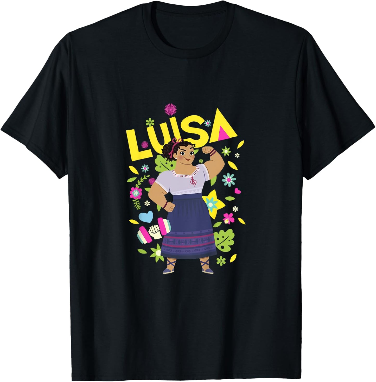 Kids Disney Encanto Luisa Strong Woman Floral Toddler Youth T-Shirt - T-Shirt | Black