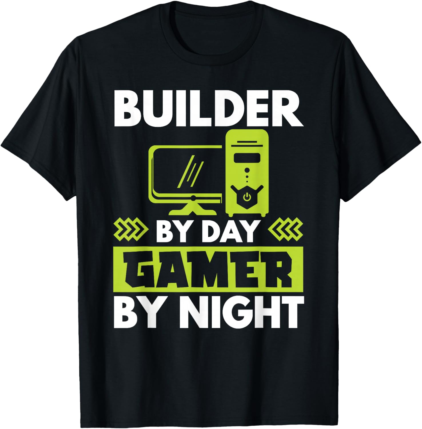 Builder By Day Gamer By Night PC Builder Computer Expert T-Shirt - T-Shirt | Black