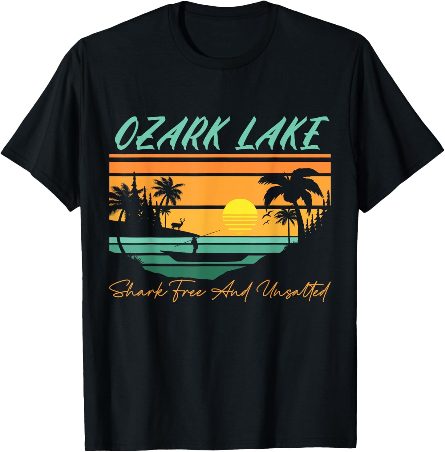 Ozark Lake Shark Free and Unsalted Funny Nature Lover Humor T-Shirt - T-Shirt | Black