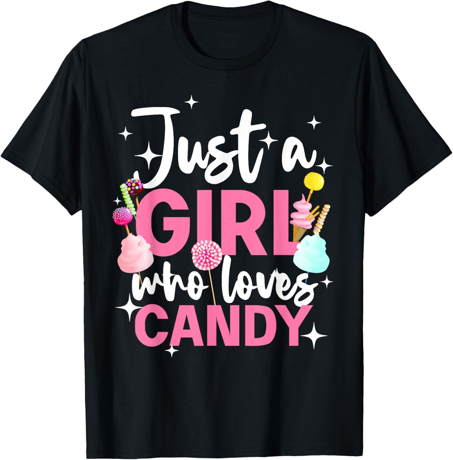 Cute Candy Design Girls Kids Sweets Candy Lover T-Shirt - T-Shirt | Black