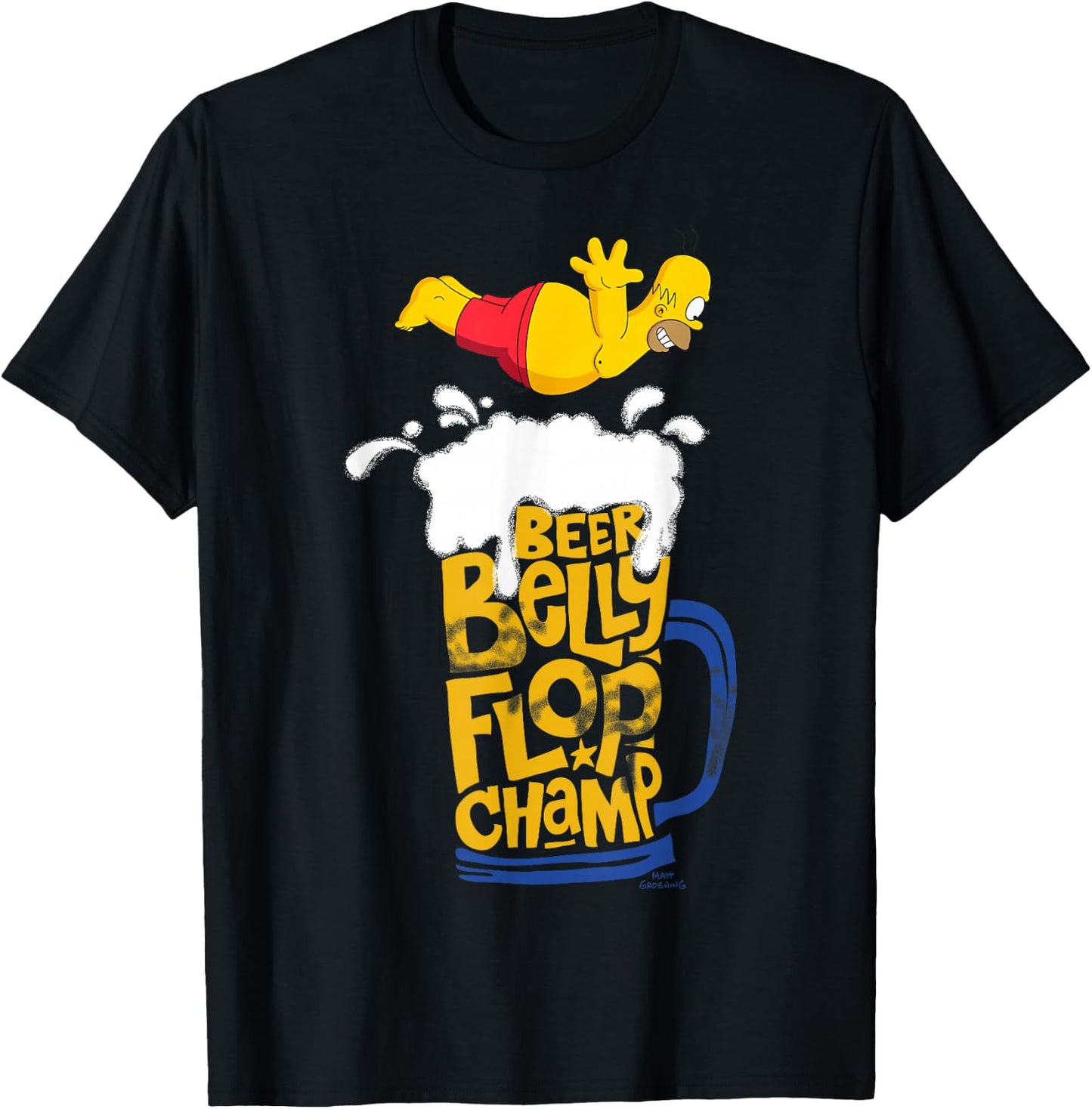 The Simpsons Homer Beer Belly Flop Champ T-Shirt - T-Shirt | Black