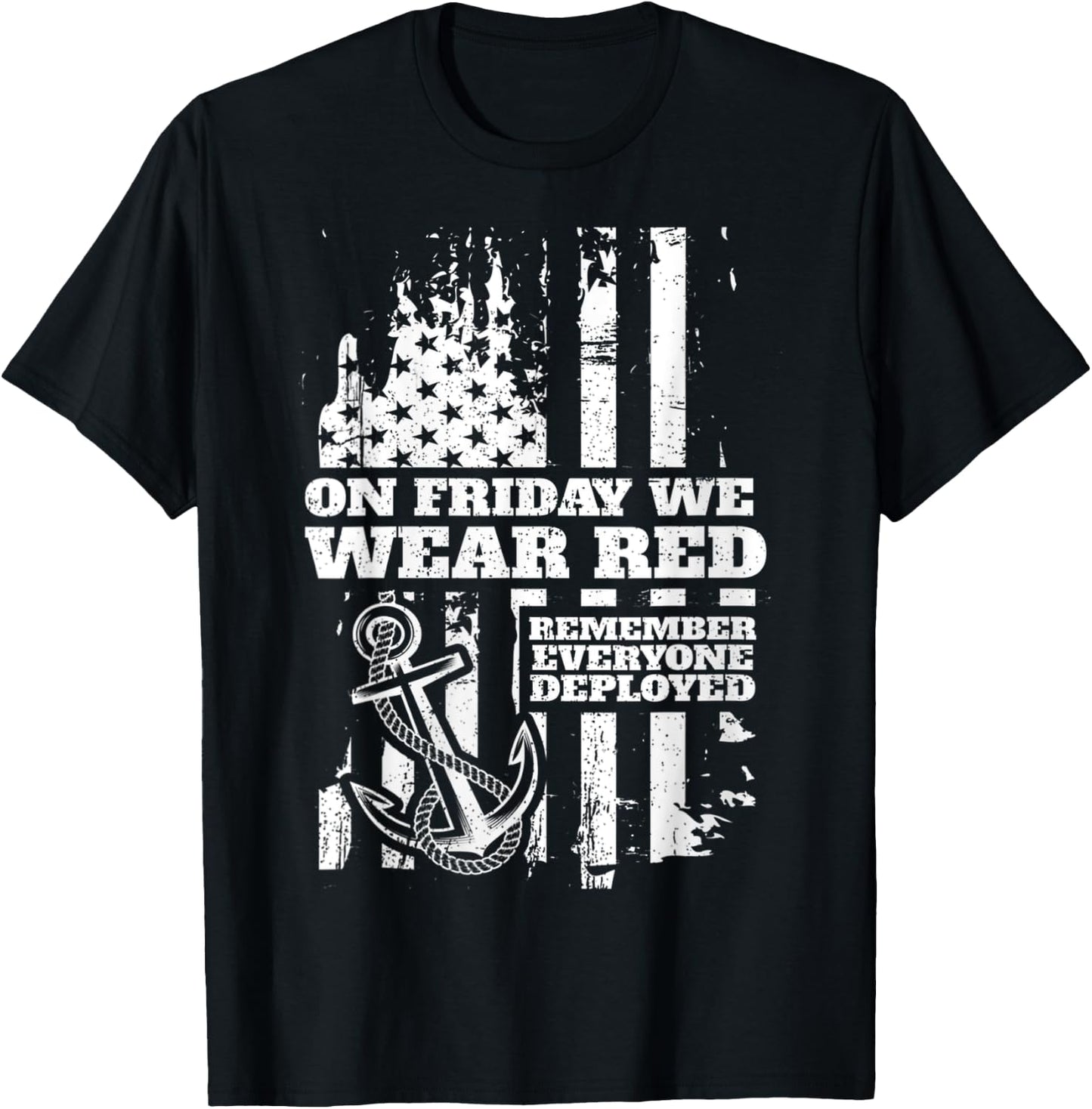 On Friday We Wear Red Friday Military Support troops US Flag T-Shirt - T-Shirt | Black