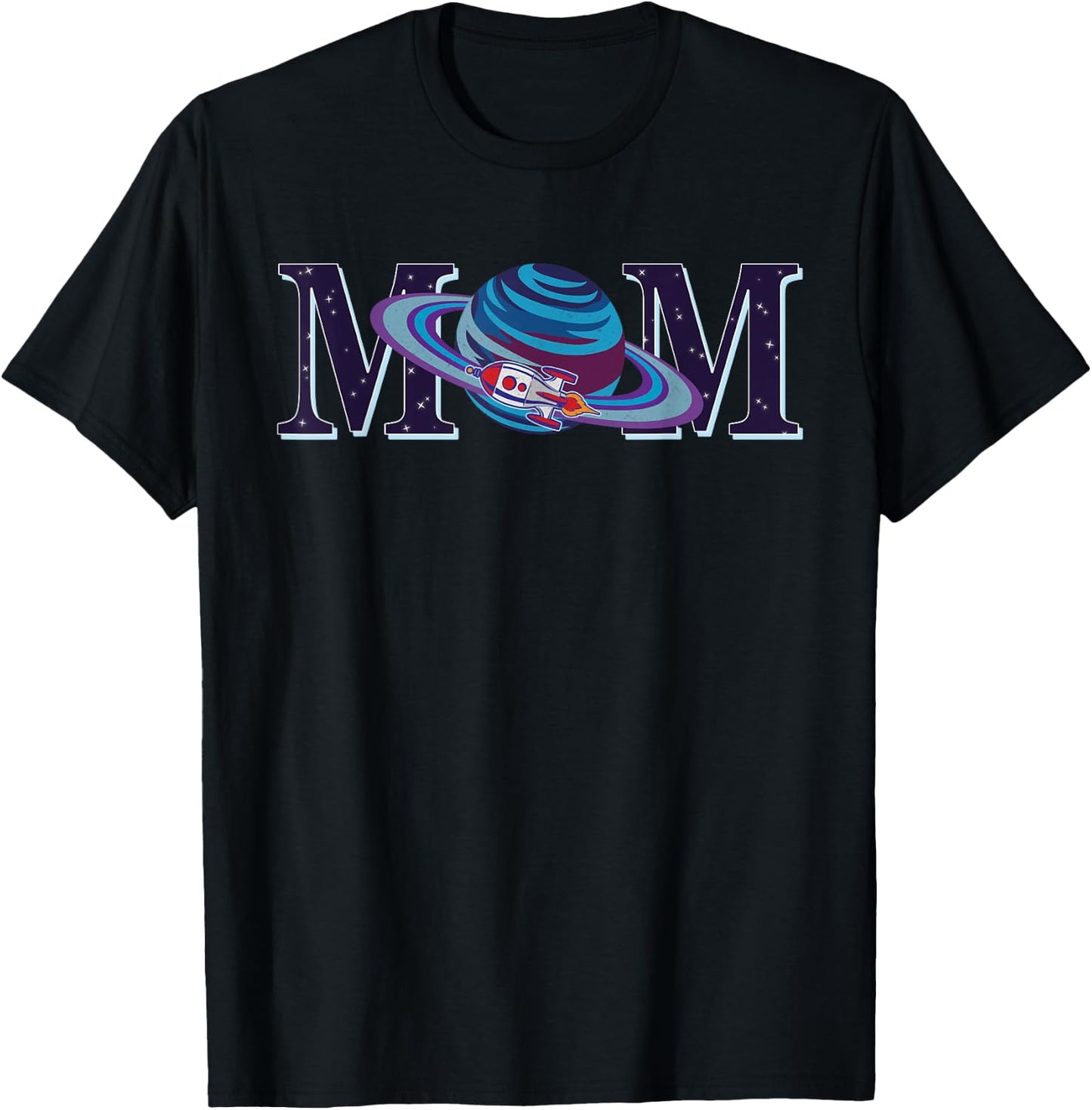 Space Mom, Family Matching Dad Space Birthday Theme Party T-Shirt - T-Shirt | Black