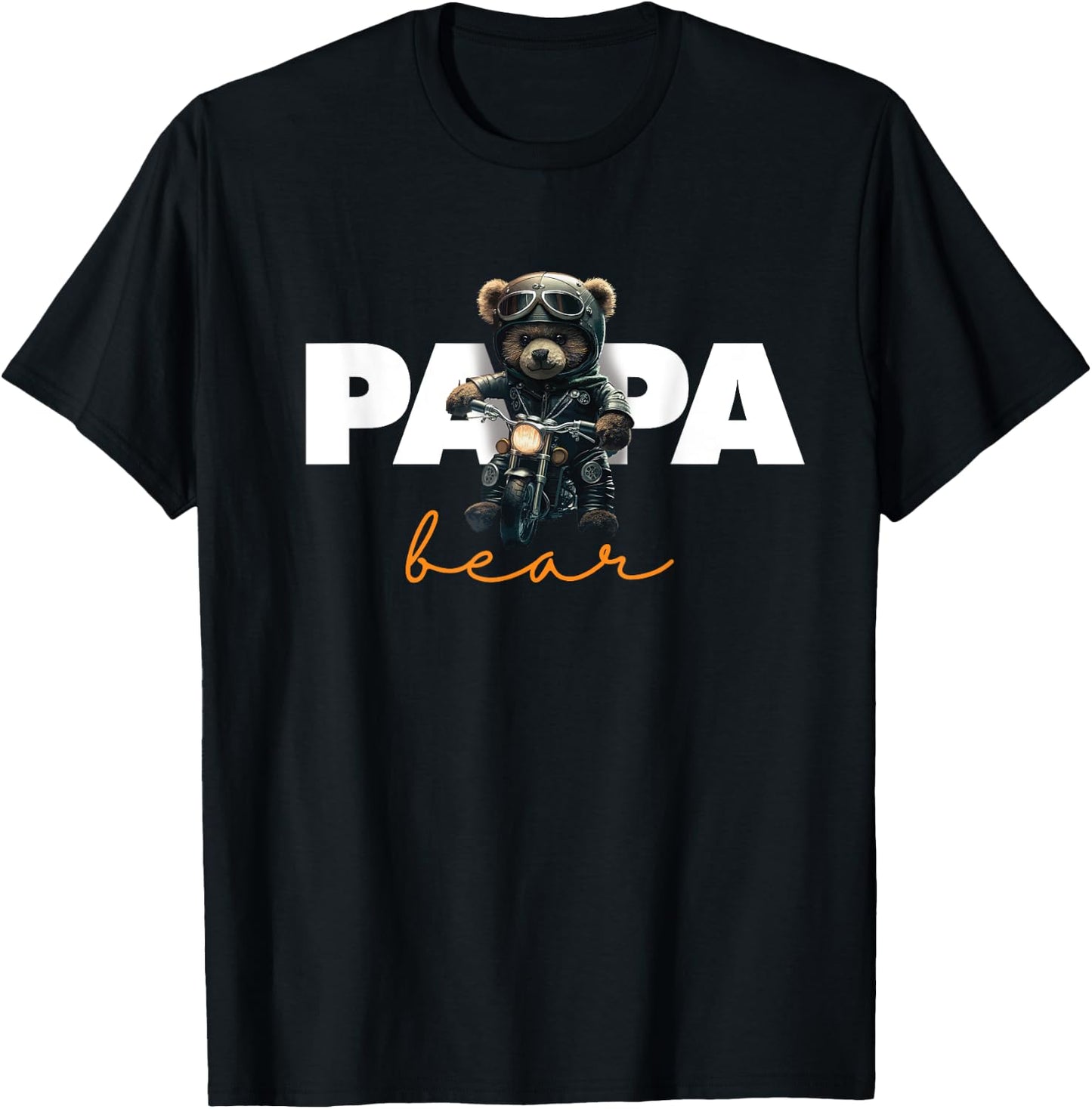 Funny Papa Biker Bear | Motorsport Motorcycle | Father Biker T-Shirt - T-Shirt | Black