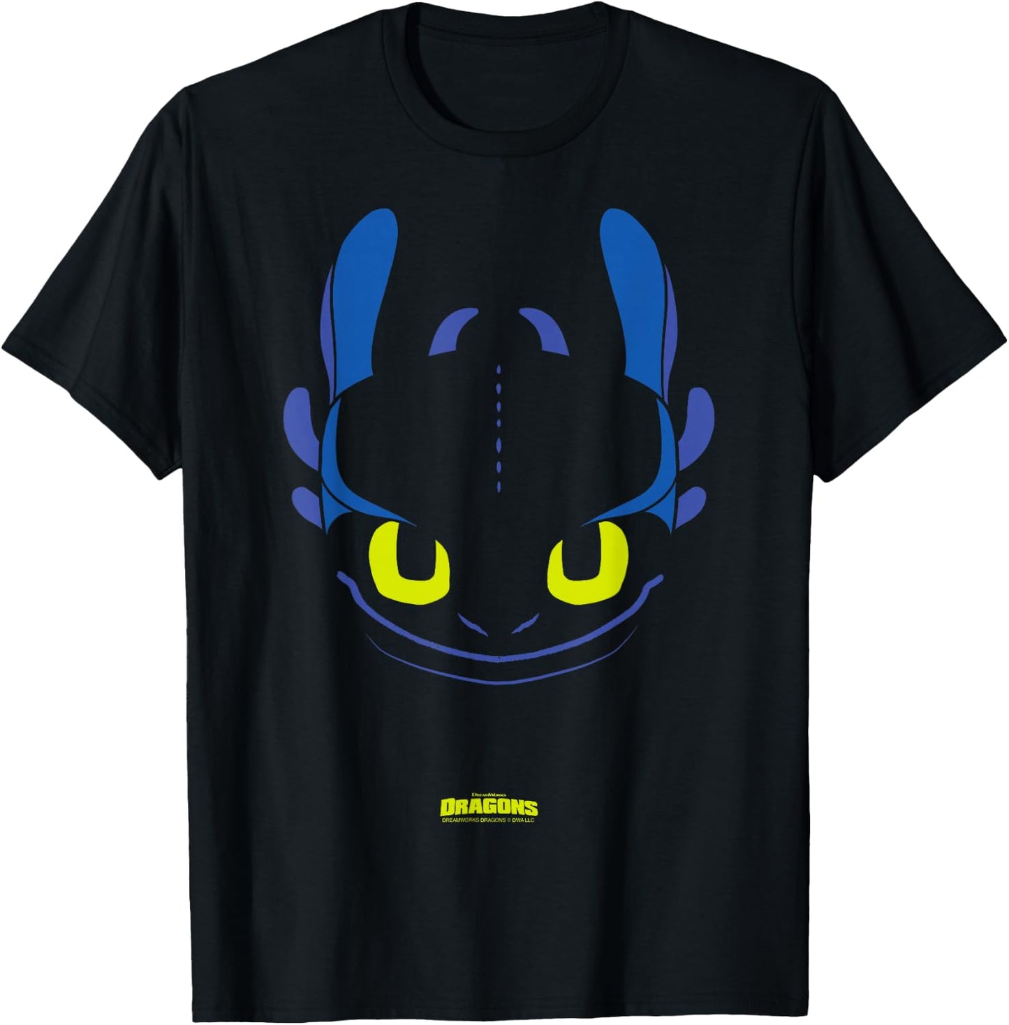DreamWorks Dragons Toothless Night Fury Big Face Costume T-Shirt - T-Shirt | Black