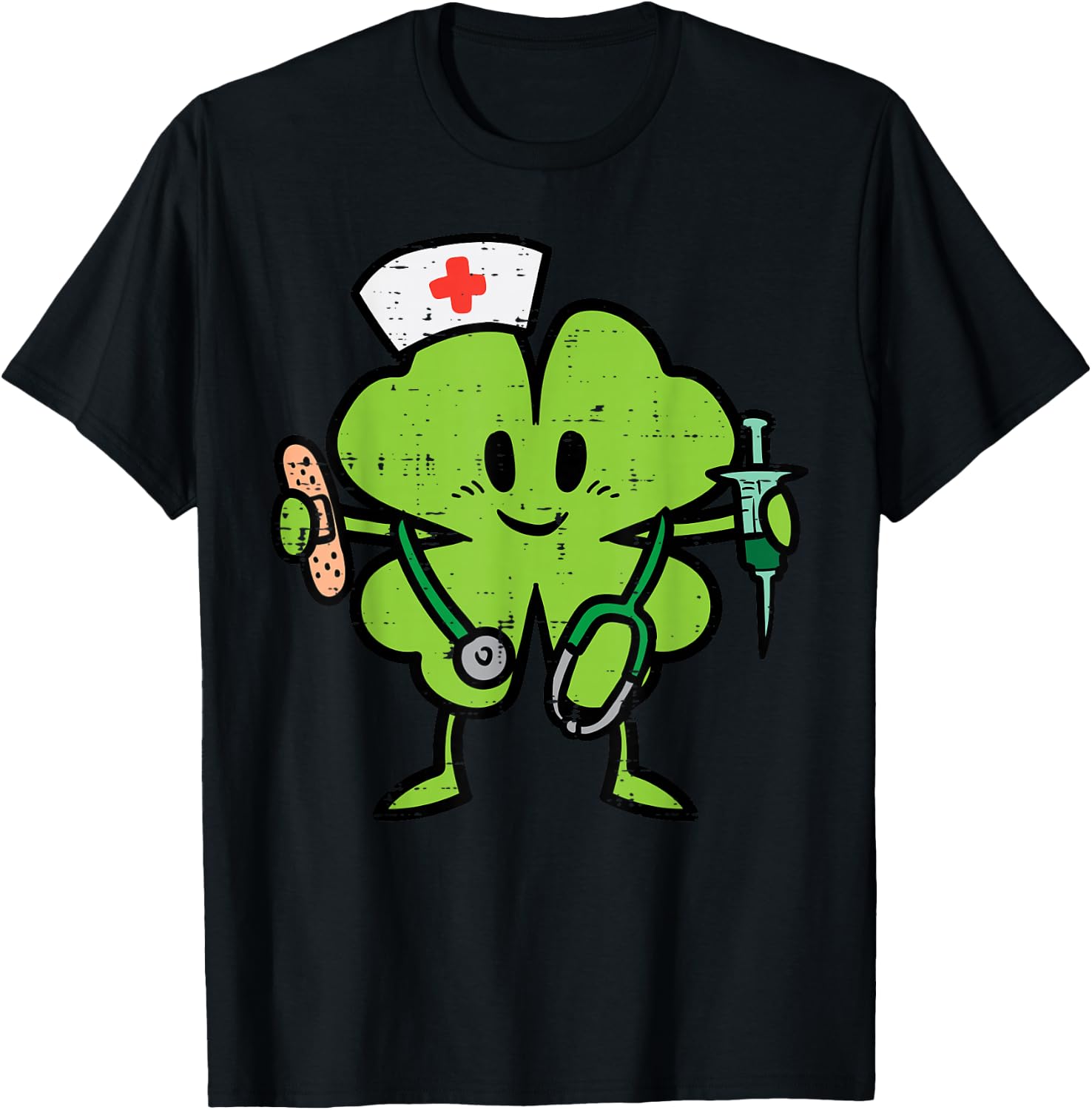 St Patricks Day Shamrock Nurse Saint Paddys Scrub Top Women T-Shirt - T-Shirt | Black