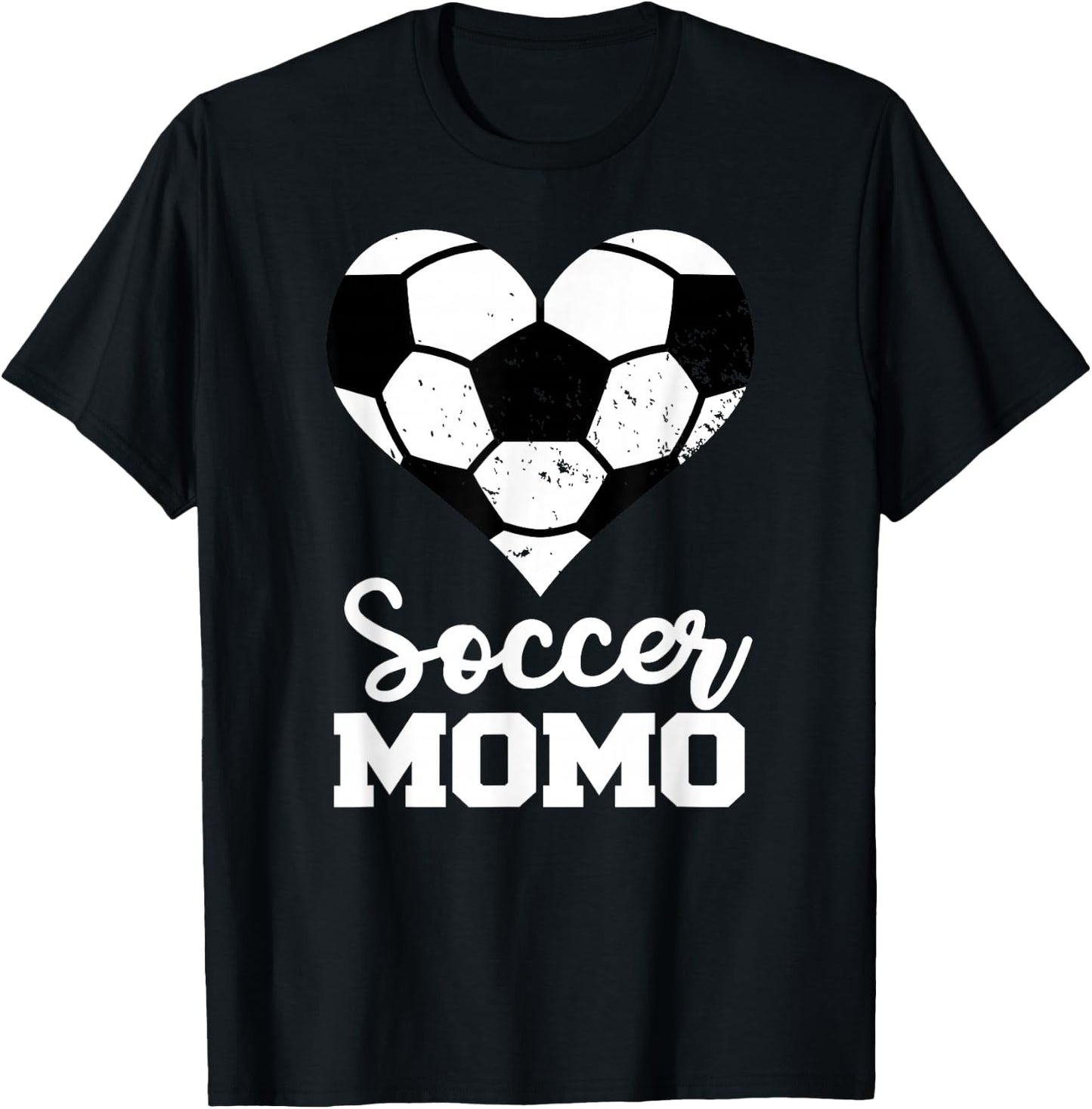 Soccer Momo Funny Soccer Heart Grandma Momo T-Shirt - T-Shirt | Black