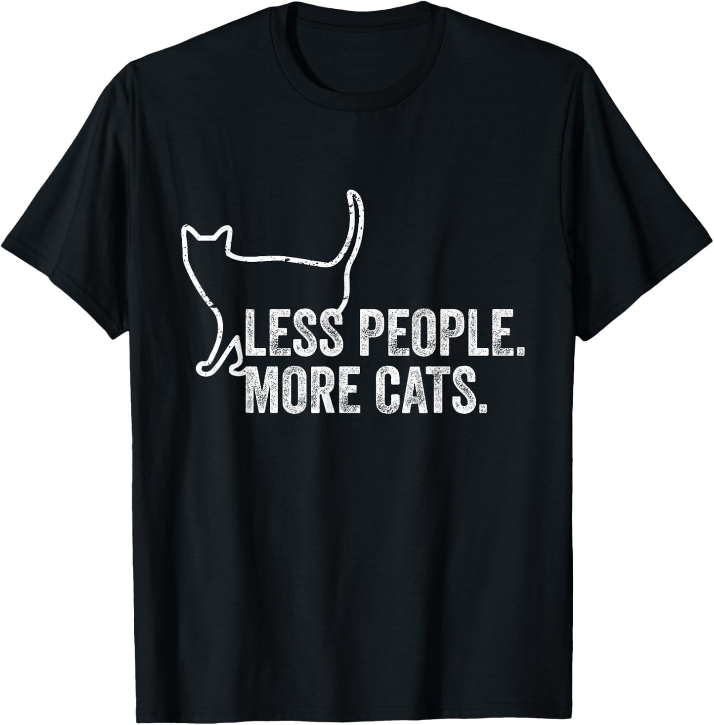 Girls Funny Cat Owner Less People More Cats T-Shirt - T-Shirt | Black