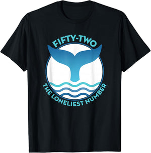 Blue Whale's Tail with Wave and 52 Lonely Whale Design T-Shirt - T-Shirt | Black