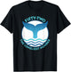 Blue Whale's Tail with Wave and 52 Lonely Whale Design T-Shirt - T-Shirt | Black