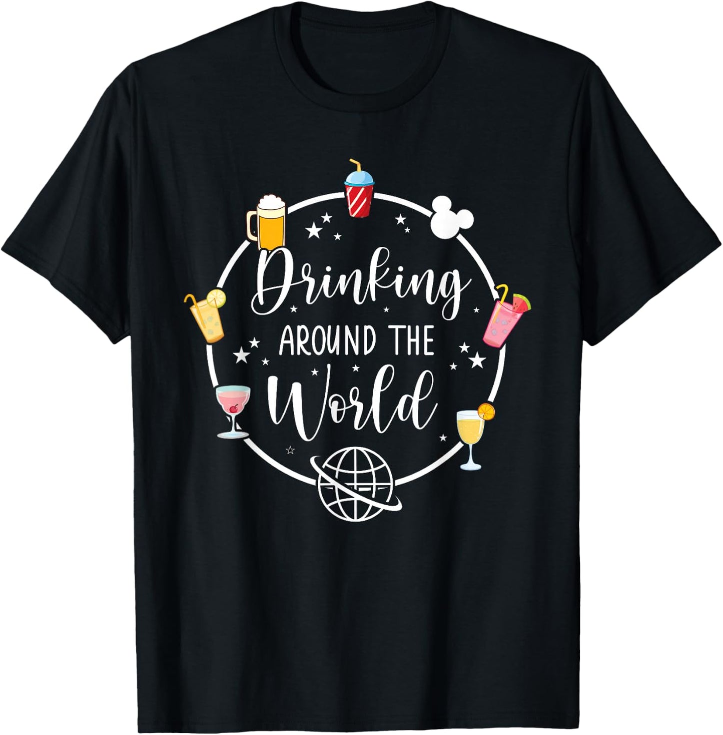 Drinking Around The World T-Shirt - T-Shirt | Black