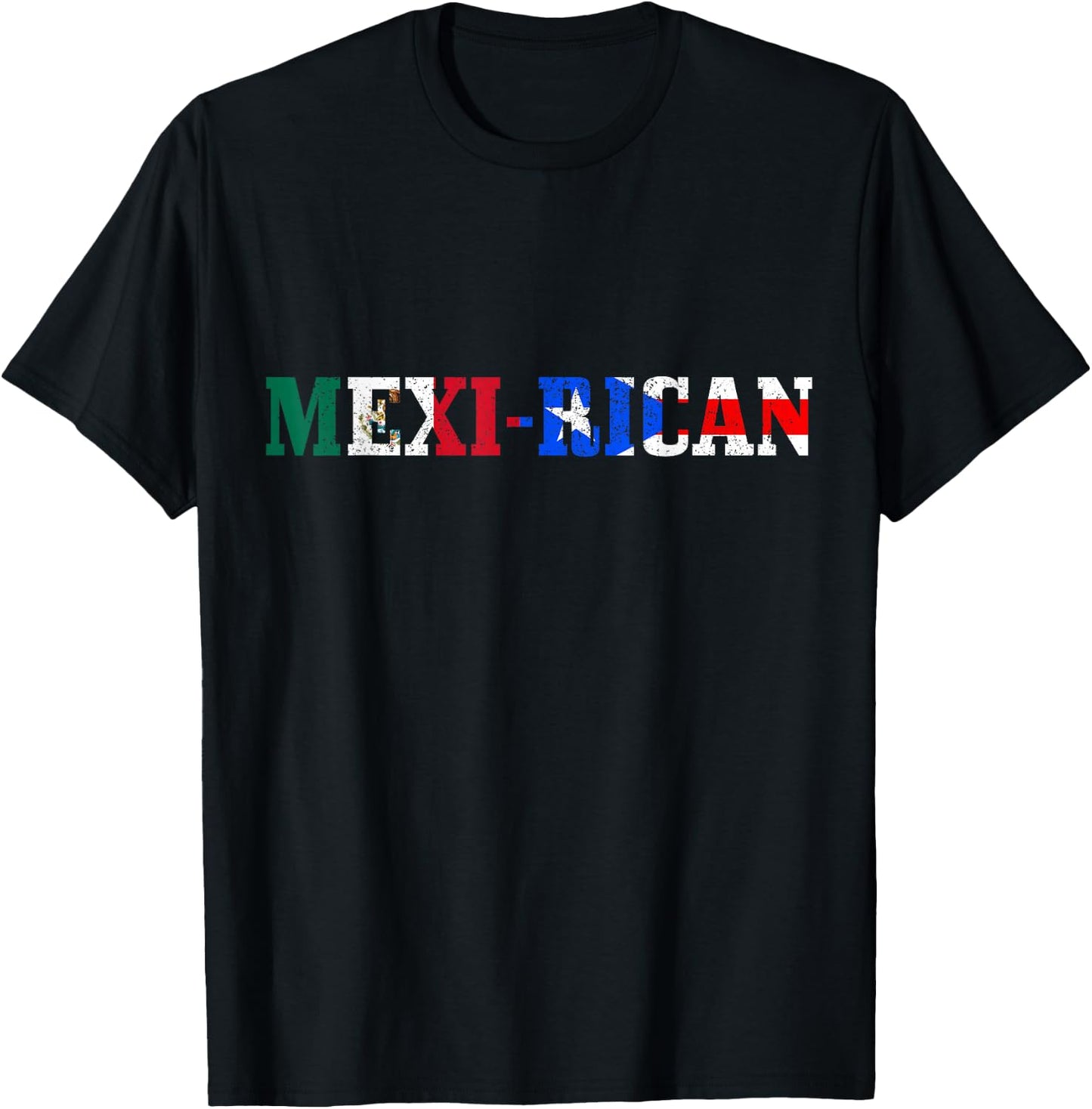 Mexican Puerto Rican Mexirican Puerto Rico Mexico Flag Pride T-Shirt - T-Shirt | Black