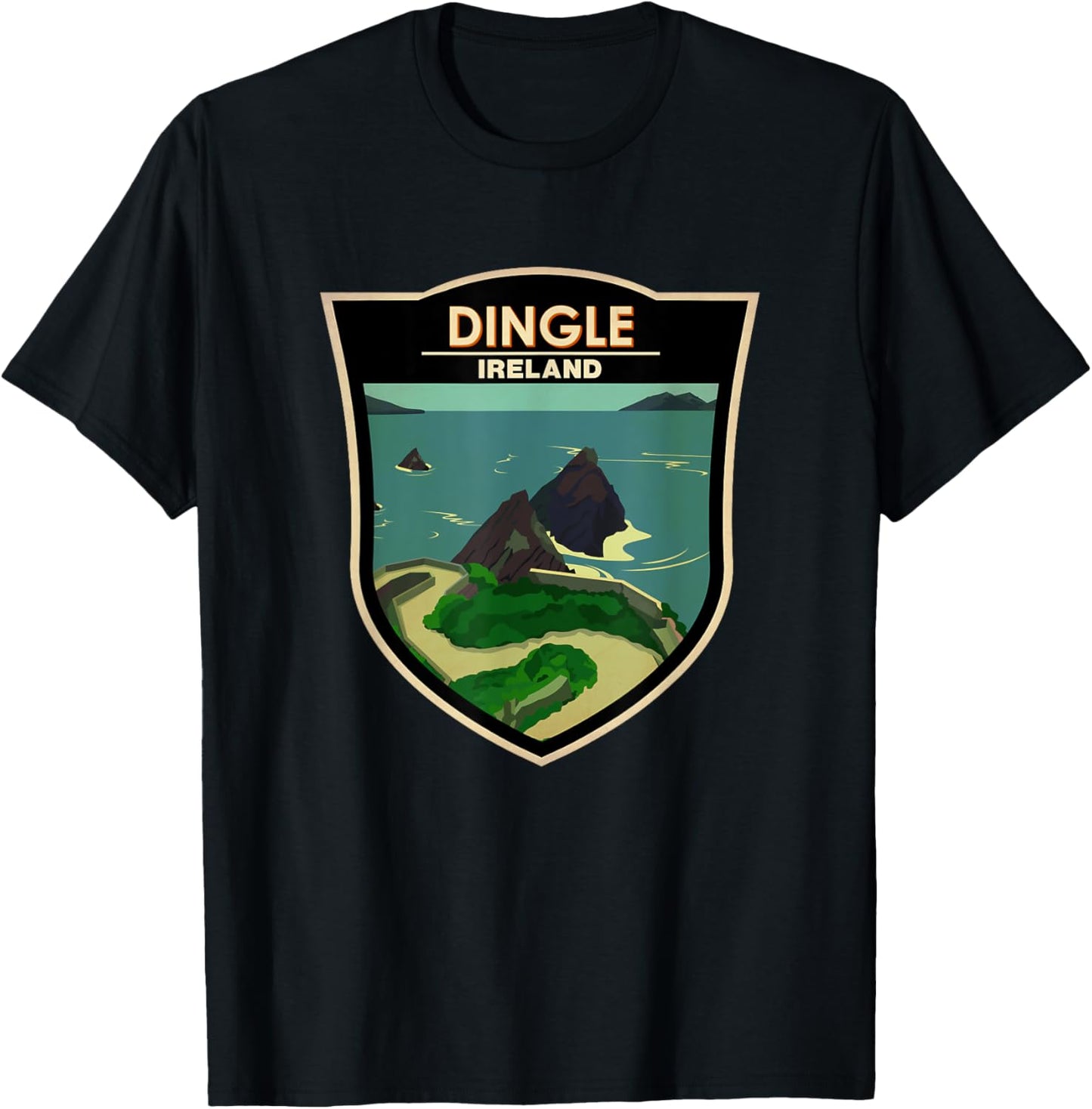 Dingle Peninsula Ireland Travel Badge Vintage T-Shirt - T-Shirt | Black