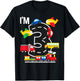 I'm 3 Birthday Boy 3rd Bday Train Car Fire Truck Airplane T-Shirt - T-Shirt | Black