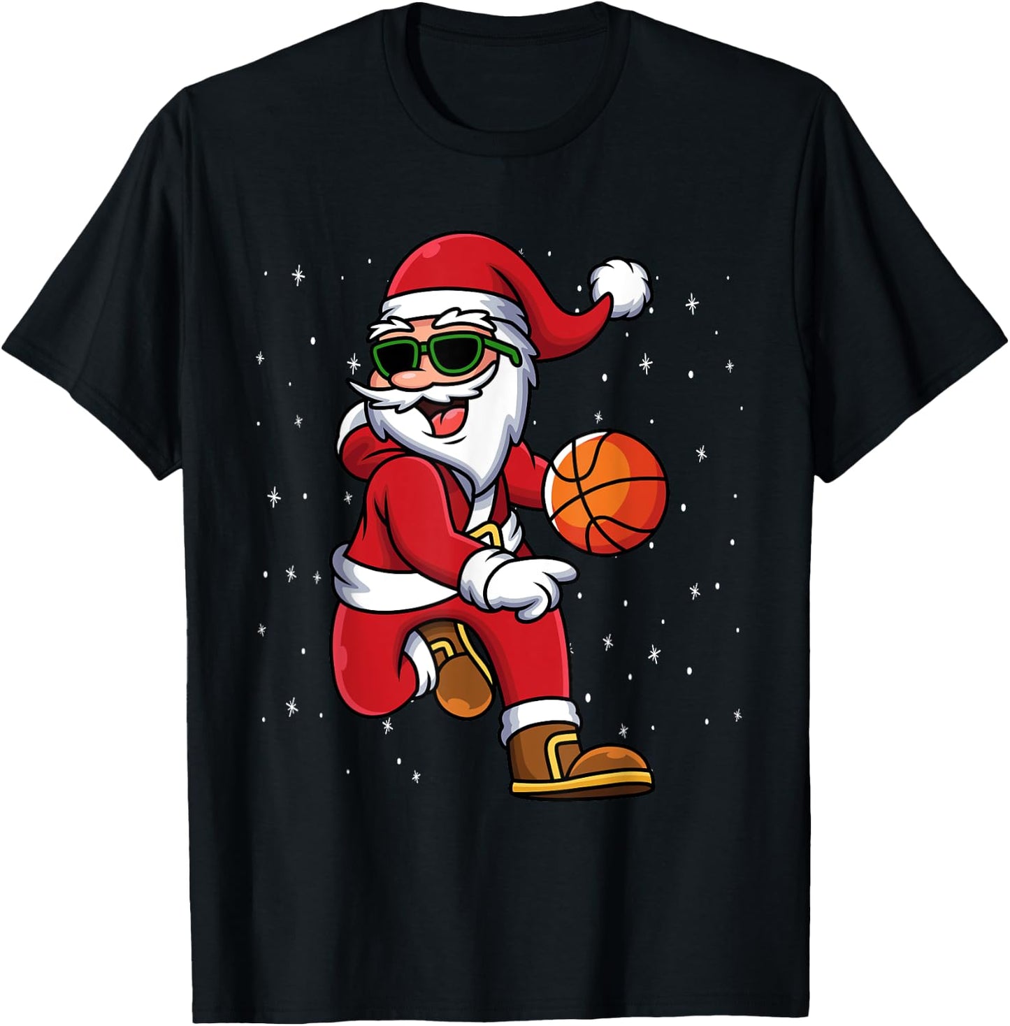 Christmas Basketball Santa Playing Basketball Player Kids T-Shirt - T-Shirt | Black