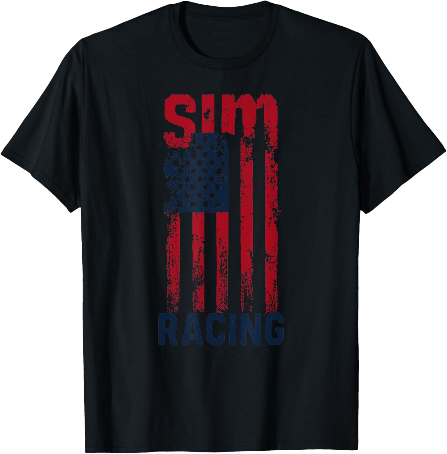 Sim Racing American Flag T-Shirt - T-Shirt | Black