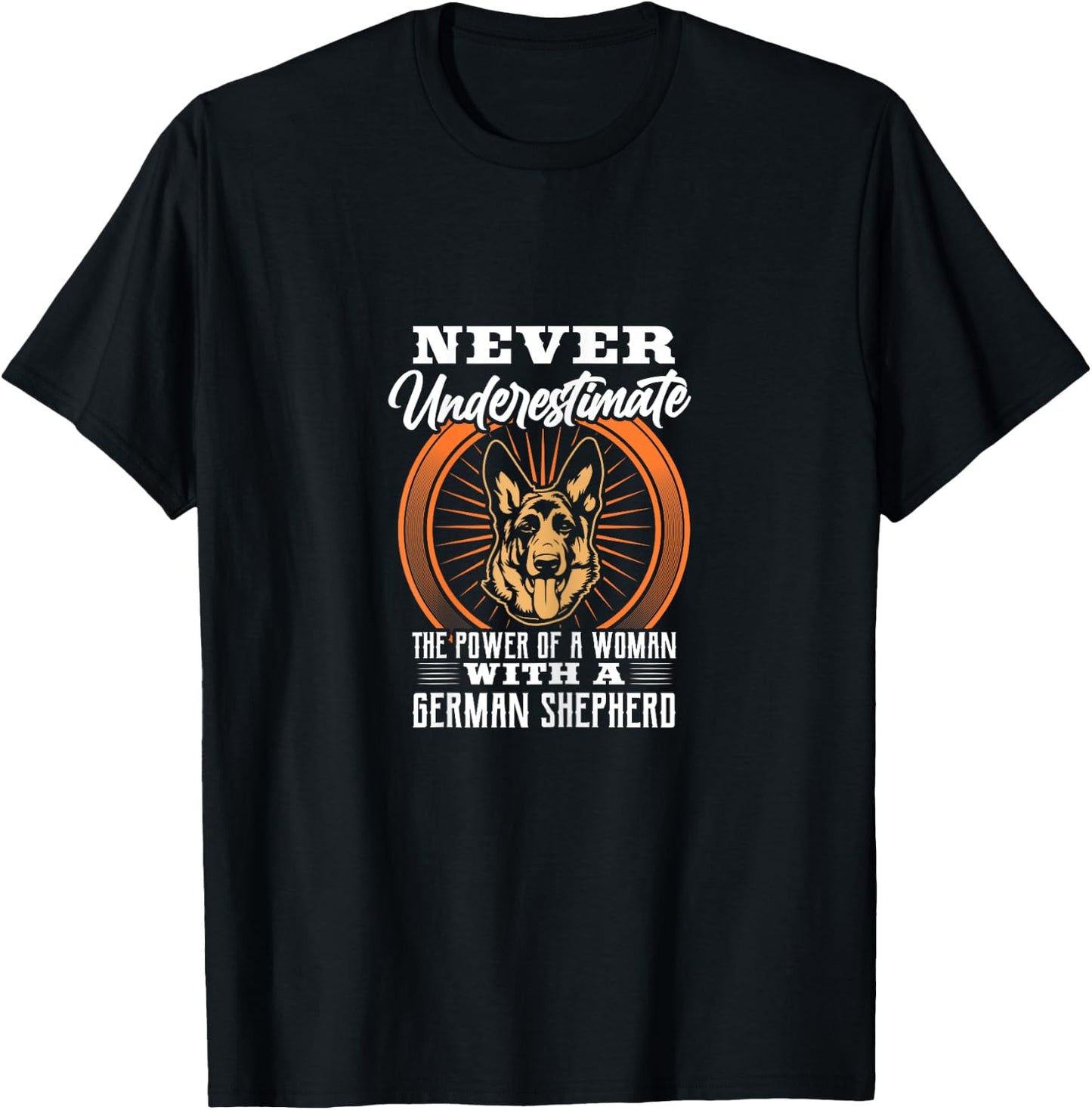 Never Underestimate Power of A Woman With A German Shepherd T-Shirt - T-Shirt | Black