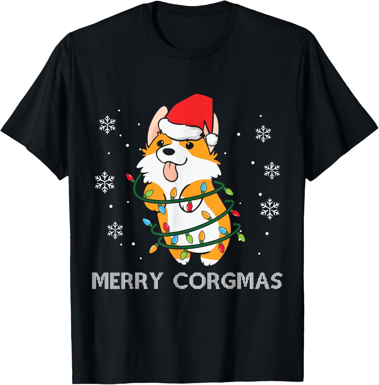 Merry Corgmas Xmas Pajamas Corgi Christmas Nerdy Dog Gifts Men Women T-Shirt - T-Shirt | Black