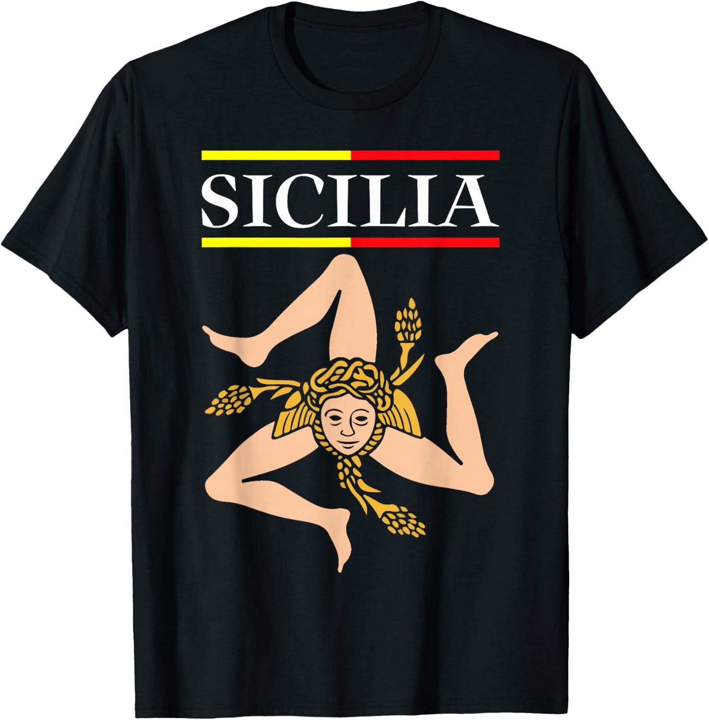 Sicilia Flag Sicily Palermo Italy T-Shirt - T-Shirt | Black