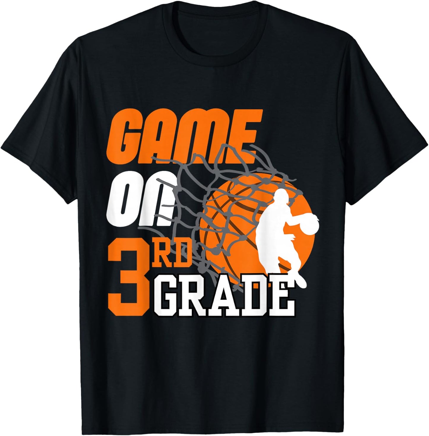 Boys Game On 3rd Grade Basketball Back To School Teacher Kid T-Shirt - T-Shirt | Black