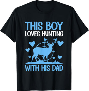 This Boy Loves Hunting With His Dad Funny Hunter Gift T-Shirt - T-Shirt | Black