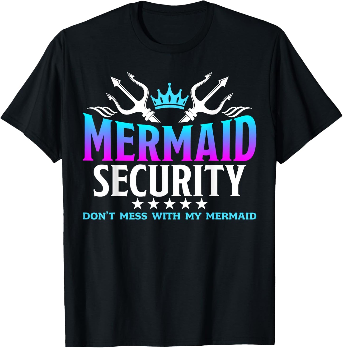 Mermaid Security Family Birthday Halloween Costume Boys Men T-Shirt - T-Shirt | Black