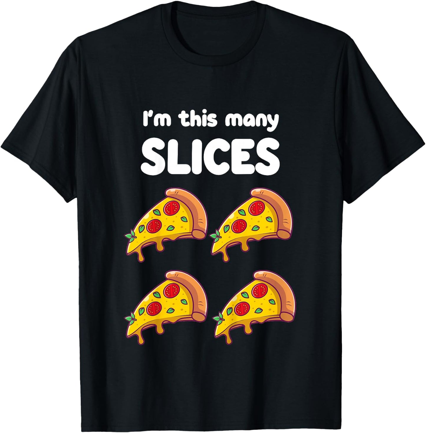 Cute Pizza 4th Birthday I'm This Many Slices 4-Year-Old T-Shirt - T-Shirt | Black
