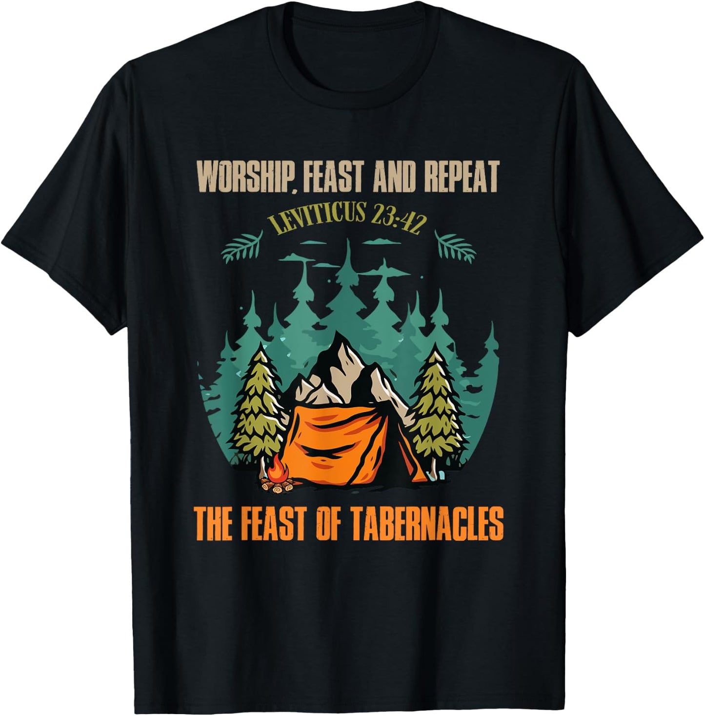 Worship Feast Repeat Feast of Tabernacles Hebrew Israelite T-Shirt - T-Shirt | Black