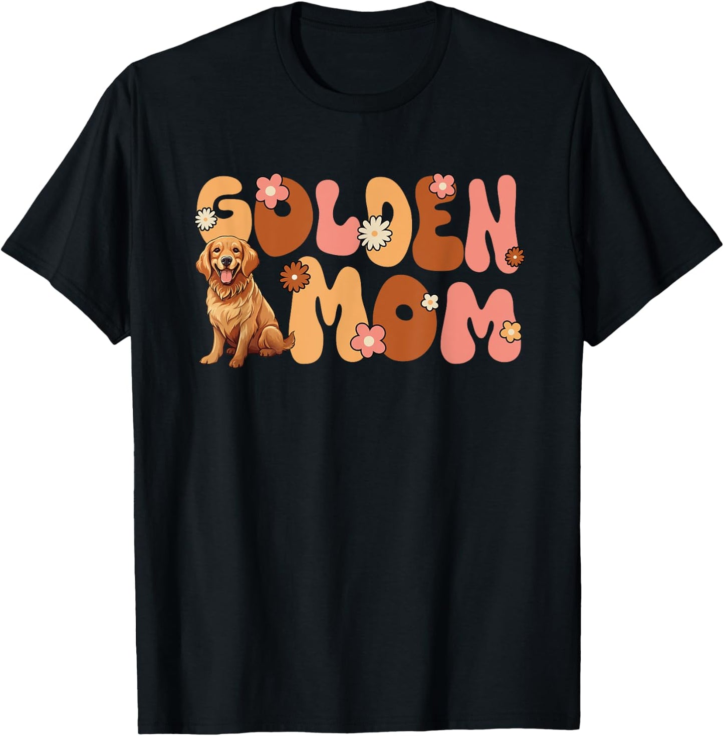 Golden Retriver Groovy World's Best Golden Mom T-Shirt - T-Shirt | Black