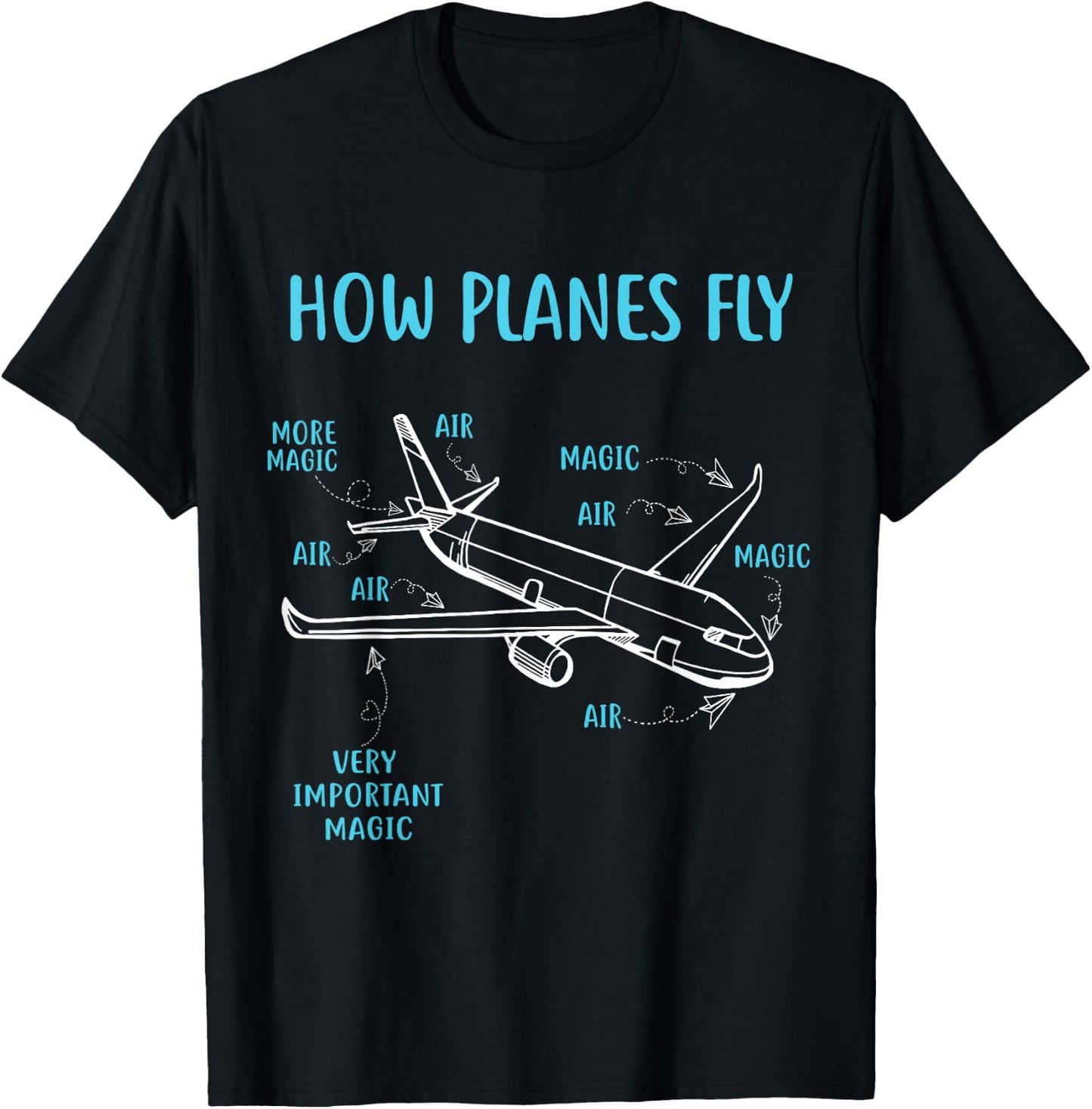 How Planes Fly Funny Aviation Engineer Pilot Airplane T-Shirt - T-Shirt | Black