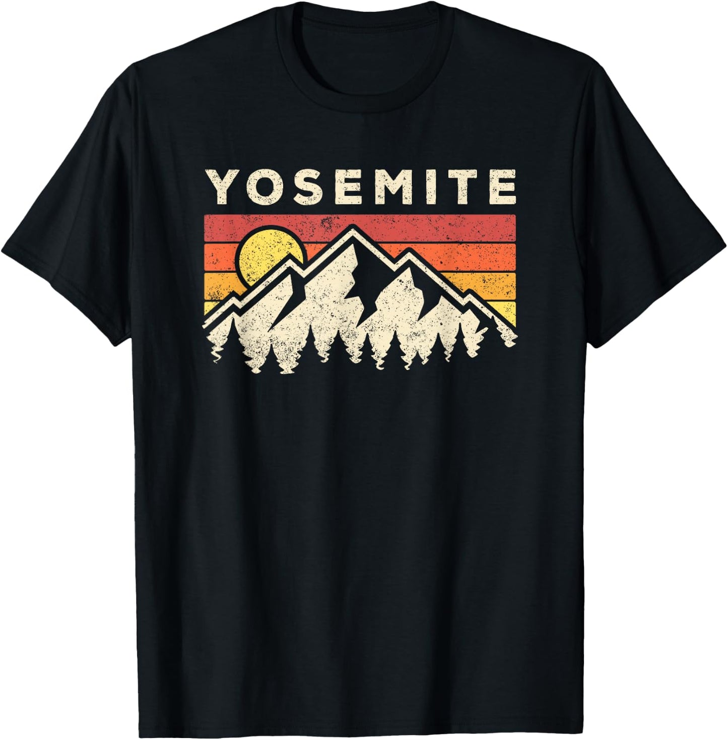 Retro Yosemite California Hiking National Park T-Shirt - T-Shirt | Black