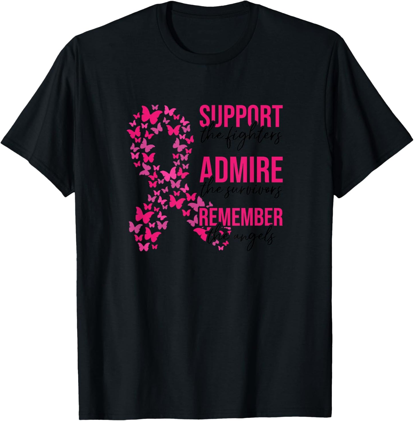 Admire The Survivors October Pink Breast Cancer Awareness T-Shirt - T-Shirt | Black