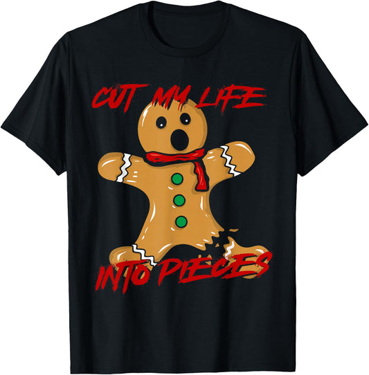 Funny Black Hair Punk Alternative Emo Music Lover Cut My Lift Into Pieces Emo Heritage Gingerbread Man Lover -Adults T-Shirt - T-Shirt | Black