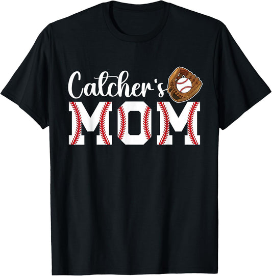 Catcher's Mom Baseball Catcher Mom Baseball Catcher Mother T-Shirt - T-Shirt | Black