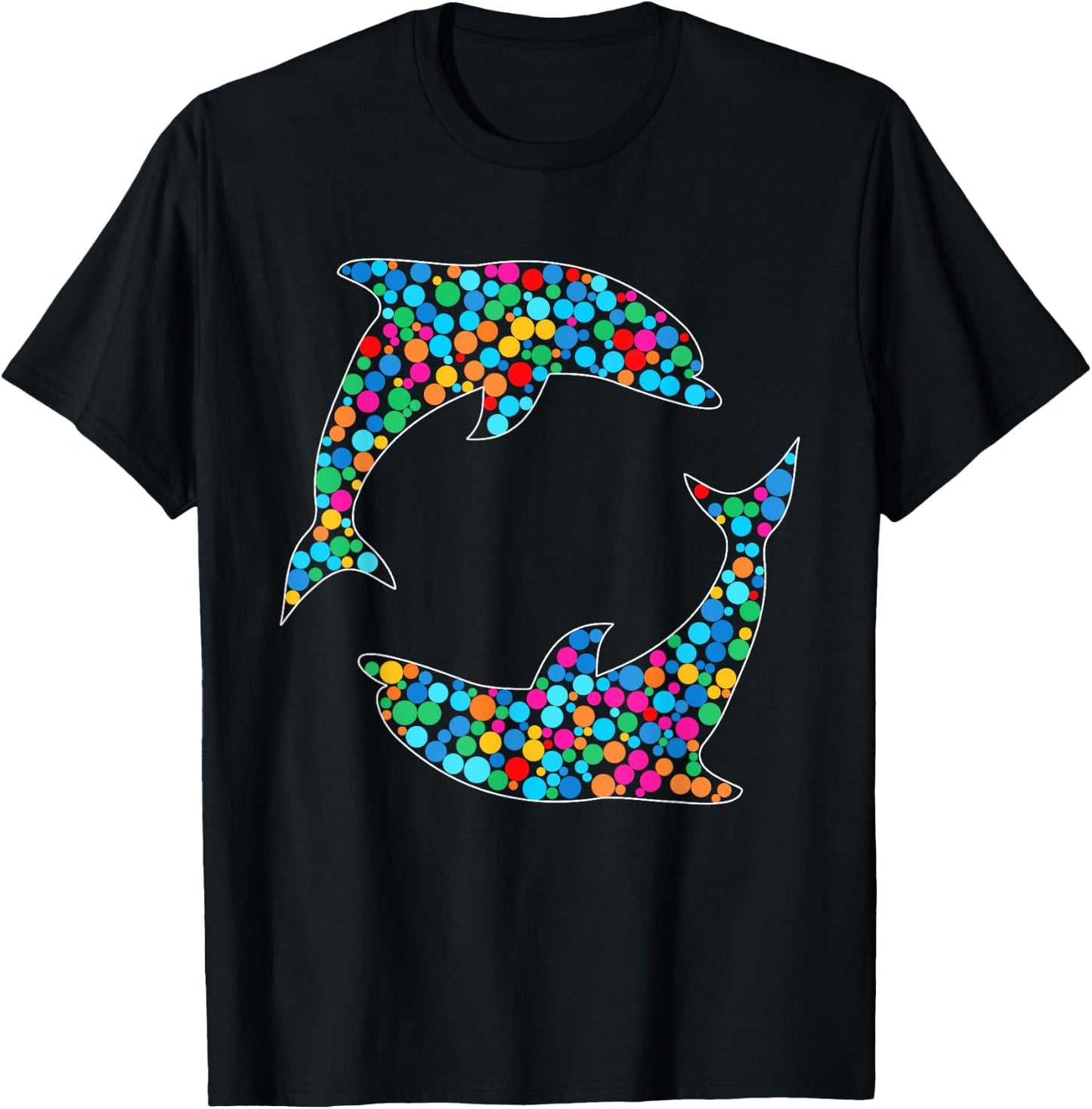 Funny Colorful Polka Dot Dolphin International Dot Day T-Shirt - T-Shirt | Black