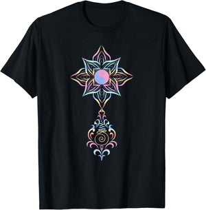 Unalome Lotus Flower Yin Yang Buddhism Hindu Symbol Women T-Shirt - T-Shirt | Black