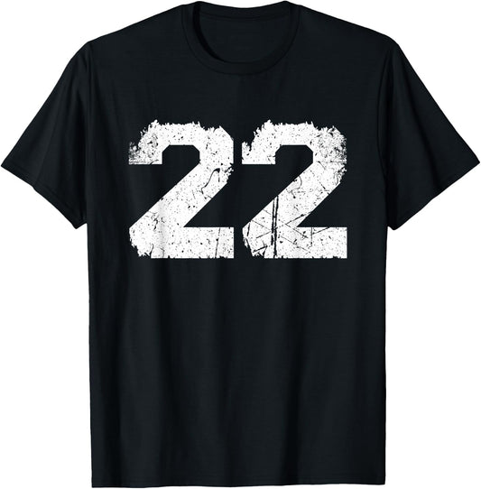 Vintage White Sports Team Number #22 T-Shirt - T-Shirt | Black