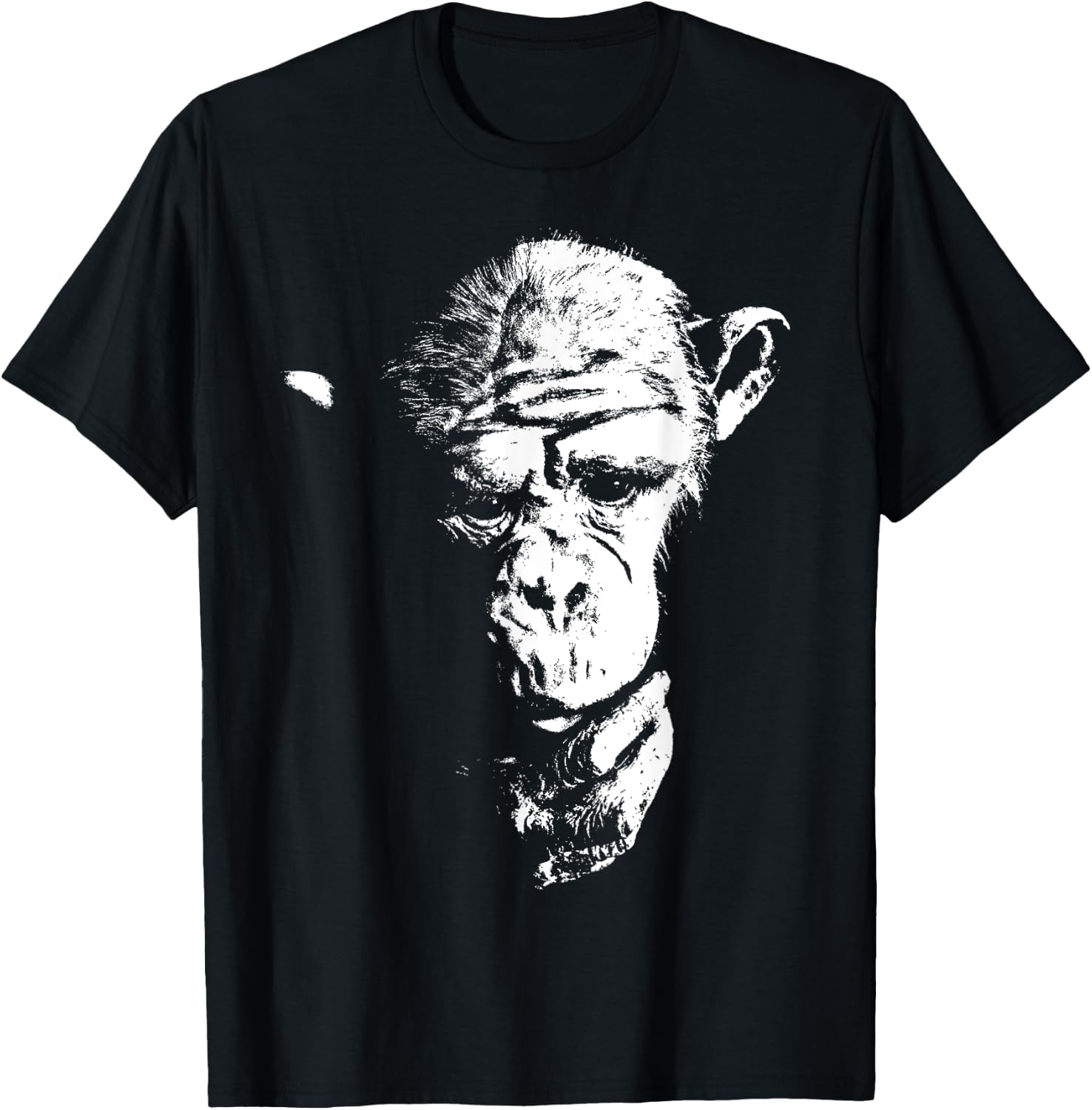 Cool Thinking Monkey, Chimpanzee Face, Ape, Chimp, Primate T-Shirt - T-Shirt | Black