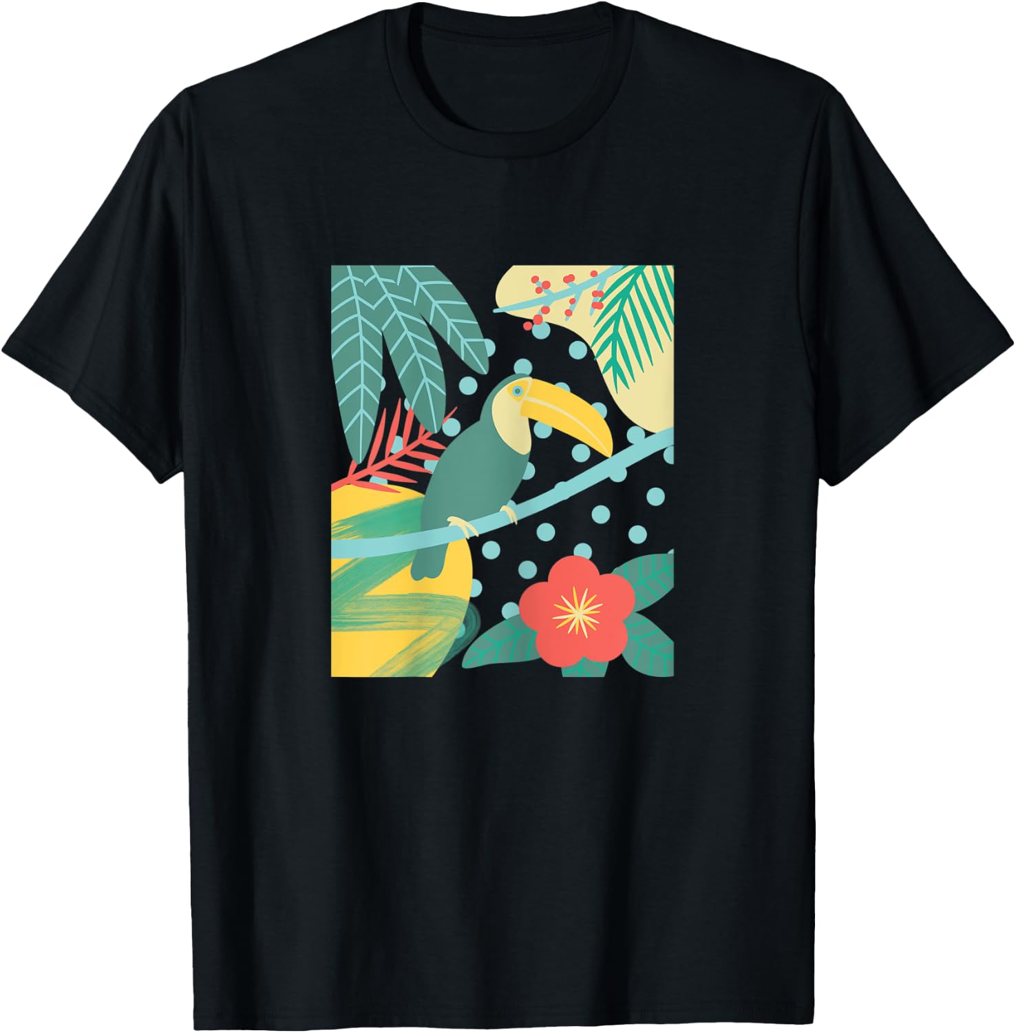 Toucan Bird Tropical Cute Palm Leaf Flower Beach Summer Kids T-Shirt - T-Shirt | Black