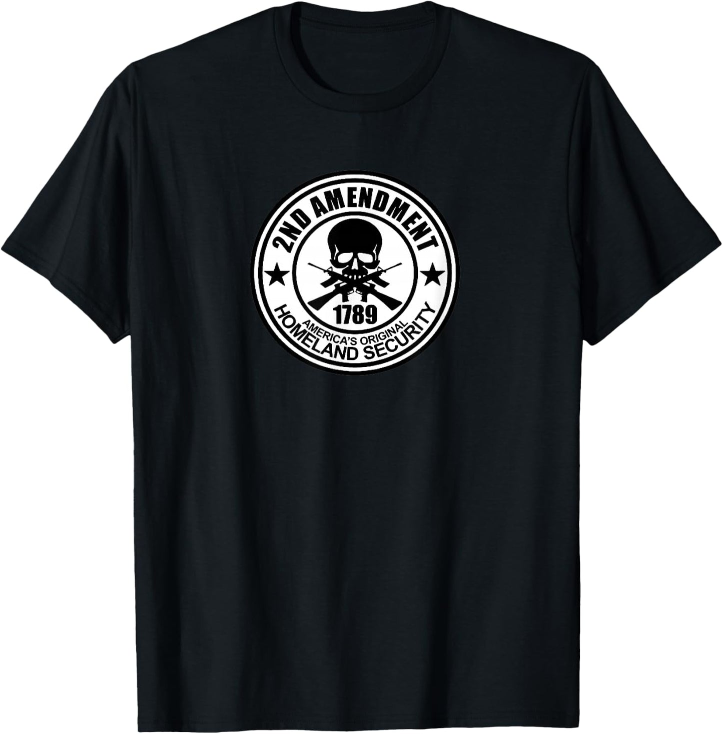 2nd Amendment White Skull & Bones T-Shirt - T-Shirt | Black