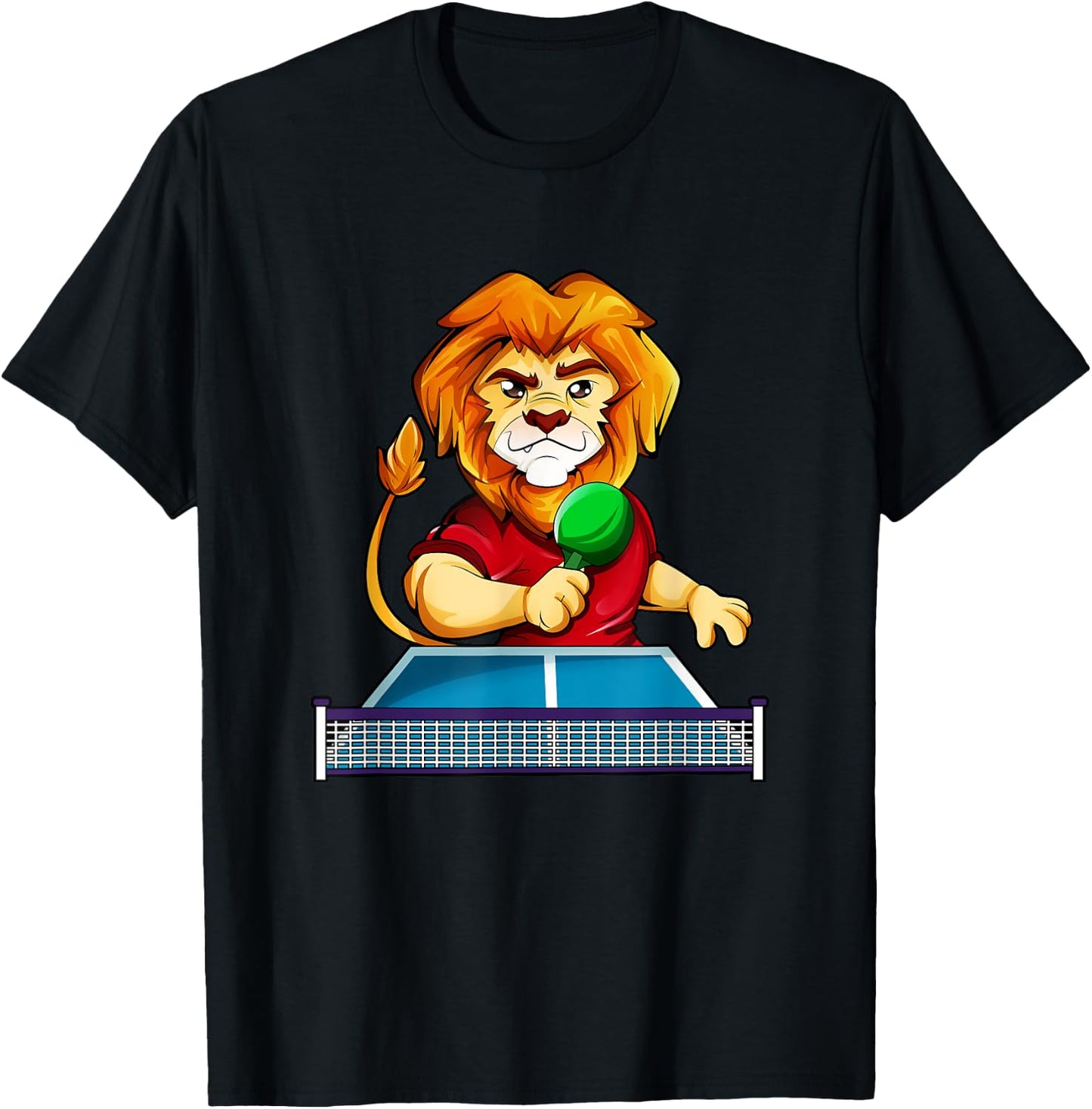 Cartoon lion playing table tennis T-Shirt - T-Shirt | Black