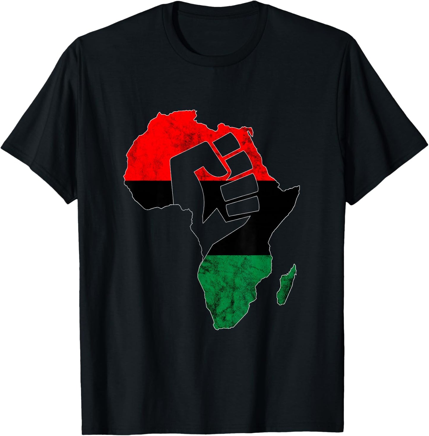 Pan African UNIA Flag Power Fist Afro-American Black History T-Shirt - T-Shirt | Black
