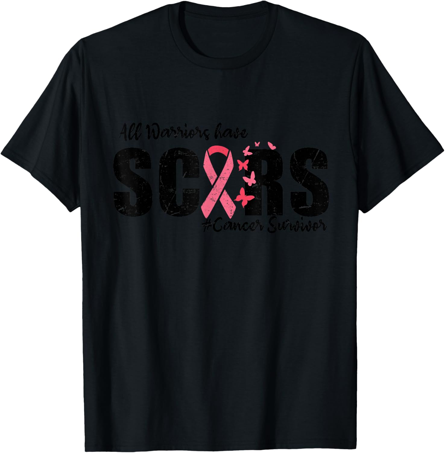All Warriors Have Scars Breast Cancer Survivor Fighter Women T-Shirt - T-Shirt | Black